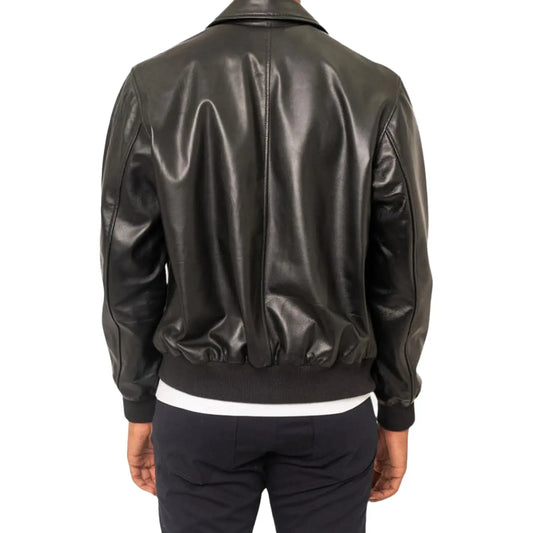 Black Leather Bomber Jackets For Men