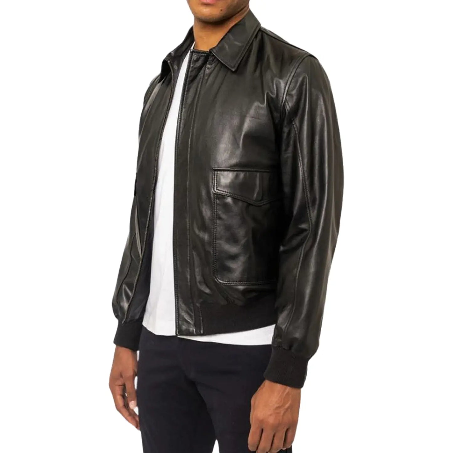 Black Leather Bomber Jackets For Men