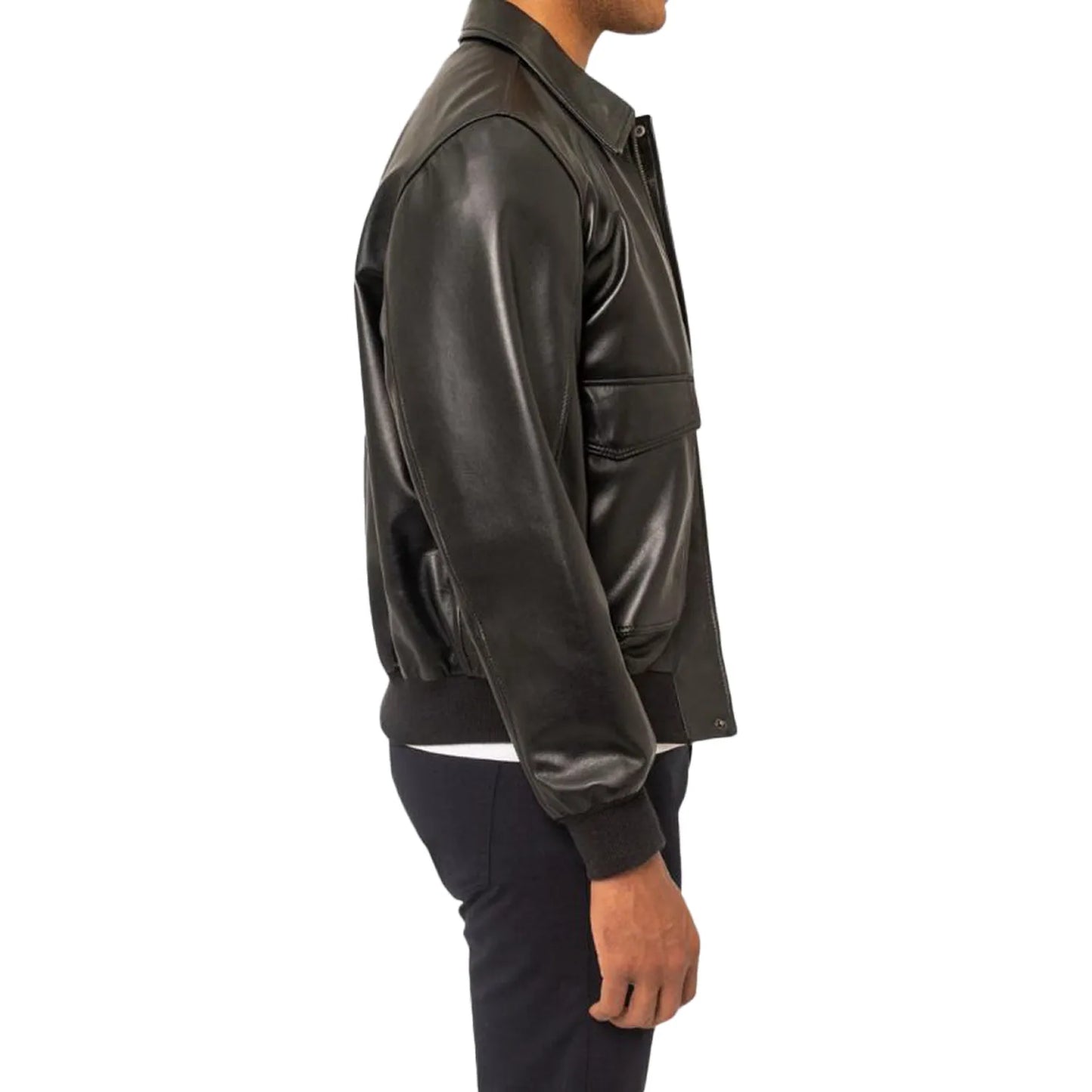 Black Leather Bomber Jackets For Men
